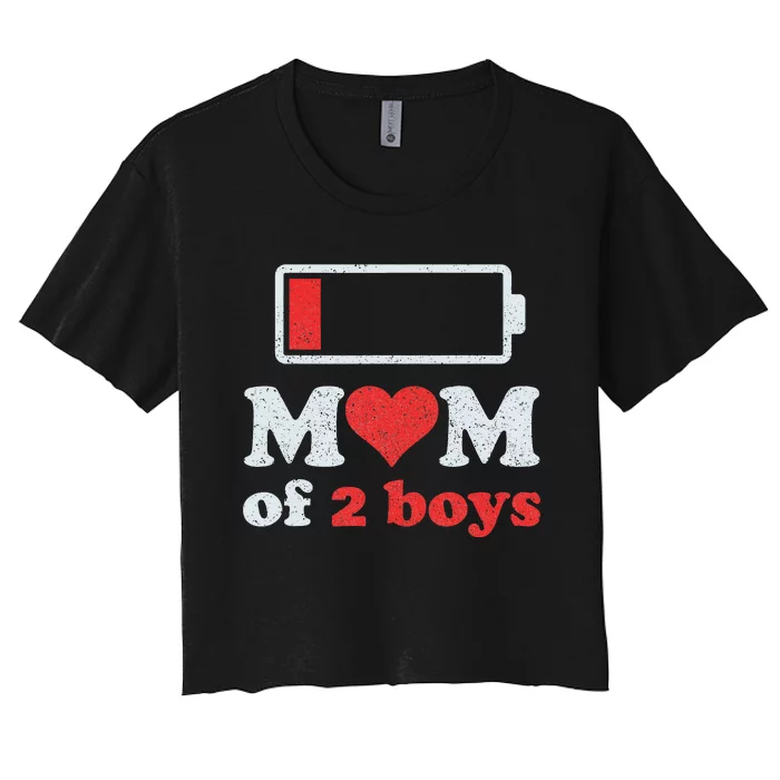 Mom of 2Boys from Son to Mom Quote Mothers Day Birthday Women's Crop Top Tee