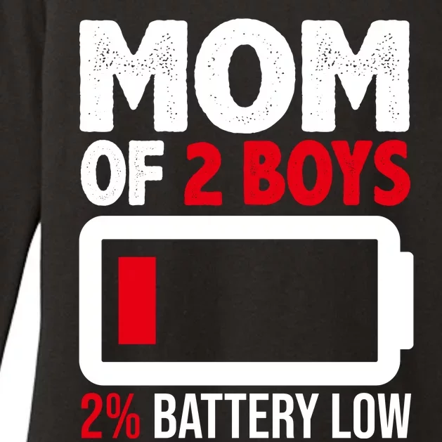 Mom Of 2 Boys 2 Percent Battery Low Funny Womens CVC Long Sleeve Shirt