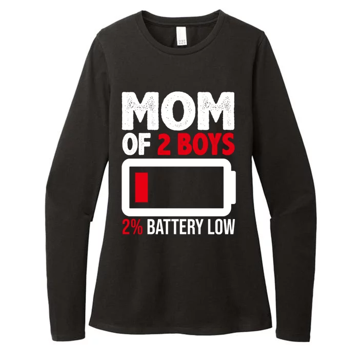 Mom Of 2 Boys 2 Percent Battery Low Funny Womens CVC Long Sleeve Shirt