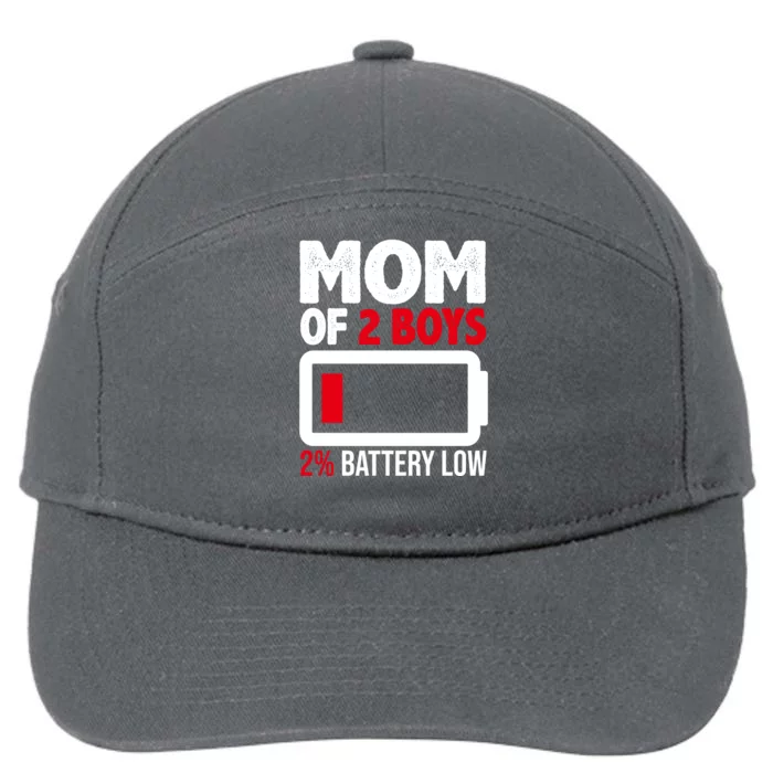 Mom Of 2 Boys 2 Percent Battery Low Funny 7-Panel Snapback Hat