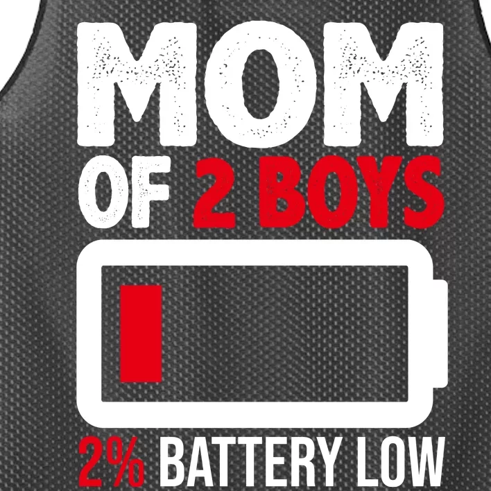 Mom Of 2 Boys 2 Percent Battery Low Funny Mesh Reversible Basketball Jersey Tank