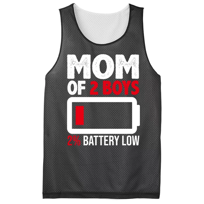 Mom Of 2 Boys 2 Percent Battery Low Funny Mesh Reversible Basketball Jersey Tank