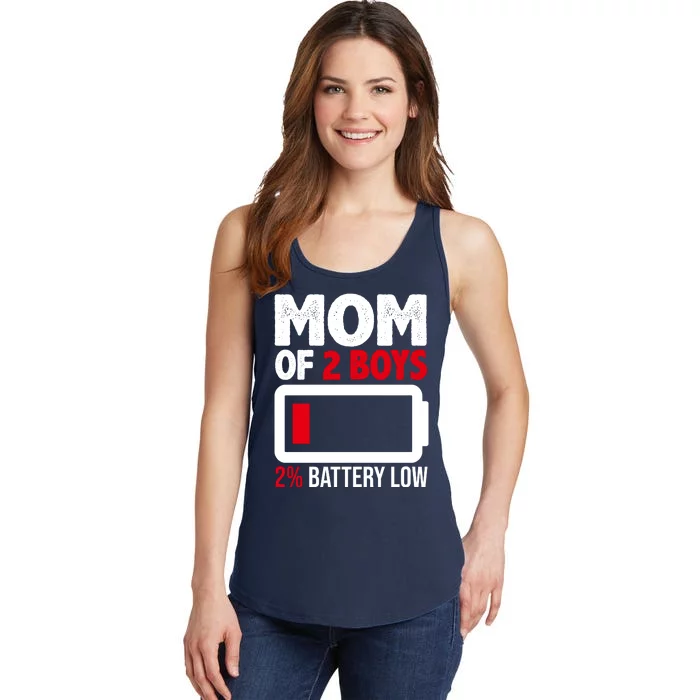 Mom Of 2 Boys 2 Percent Battery Low Funny Ladies Essential Tank