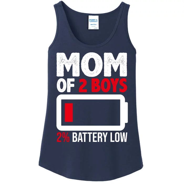 Mom Of 2 Boys 2 Percent Battery Low Funny Ladies Essential Tank