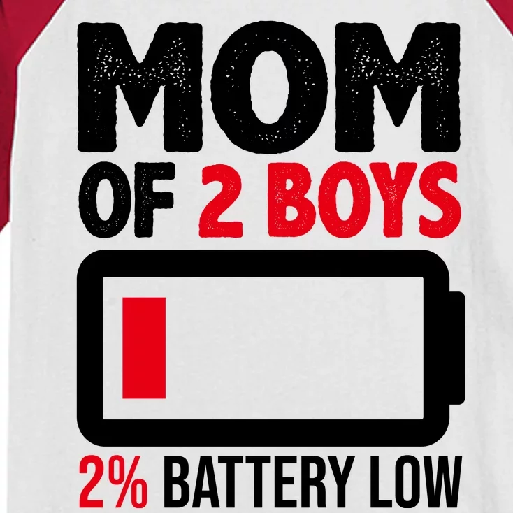 Mom Of 2 Boys 2 Percent Battery Low Funny Kids Colorblock Raglan Jersey