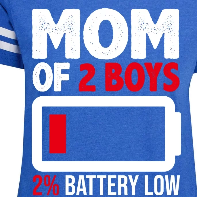 Mom Of 2 Boys 2 Percent Battery Low Funny Enza Ladies Jersey Football T-Shirt