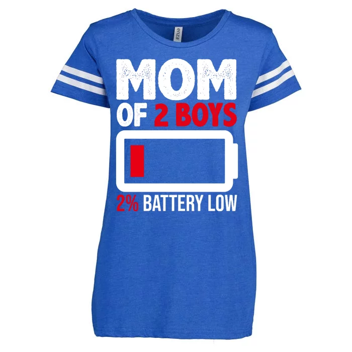 Mom Of 2 Boys 2 Percent Battery Low Funny Enza Ladies Jersey Football T-Shirt