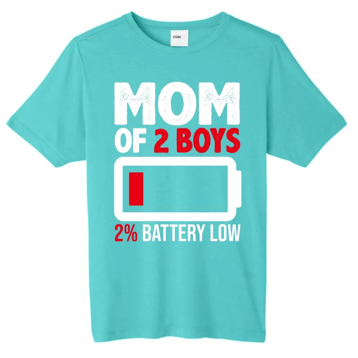 Mom Of 2 Boys 2 Percent Battery Low Funny ChromaSoft Performance T-Shirt