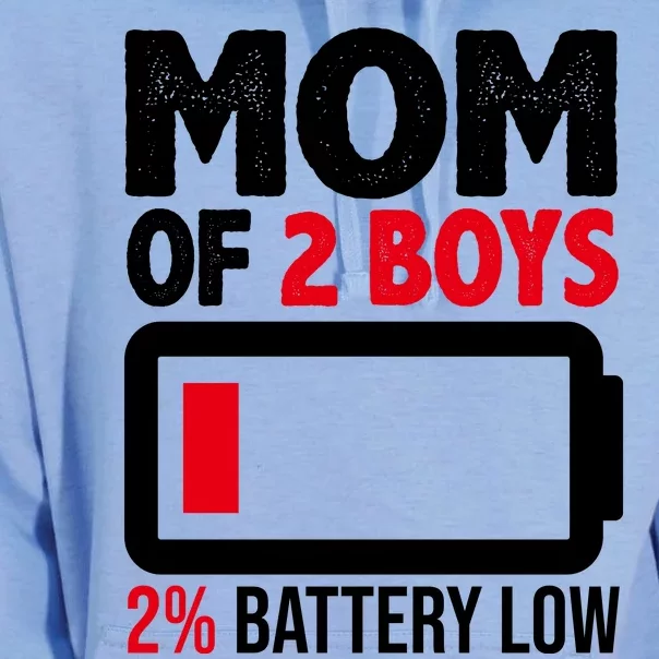 Mom Of 2 Boys 2 Percent Battery Low Funny Unisex Surf Hoodie