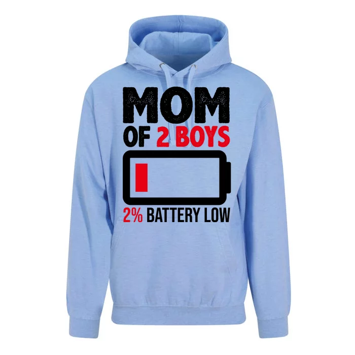 Mom Of 2 Boys 2 Percent Battery Low Funny Unisex Surf Hoodie