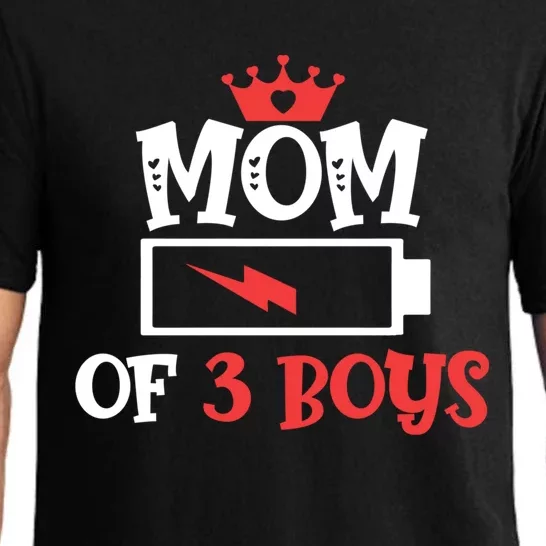 Mom Of 3 Mothers Day Cool Gift Pajama Set