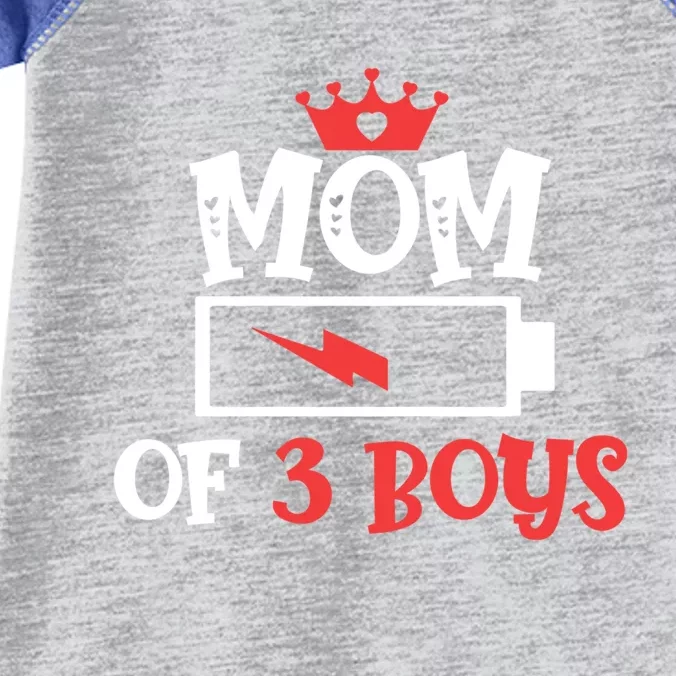 Mom Of 3 Mothers Day Cool Gift Infant Baby Jersey Bodysuit