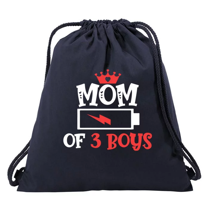 Mom Of 3 Mothers Day Cool Gift Drawstring Bag