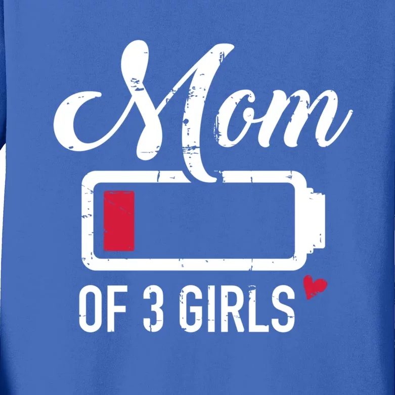 Mom Of 3 Low Battery Gift Kids Long Sleeve Shirt