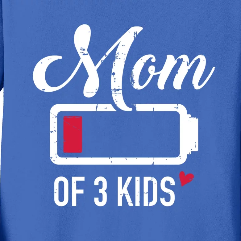 Mom Of 3 Low Battery Great Gift Kids Long Sleeve Shirt