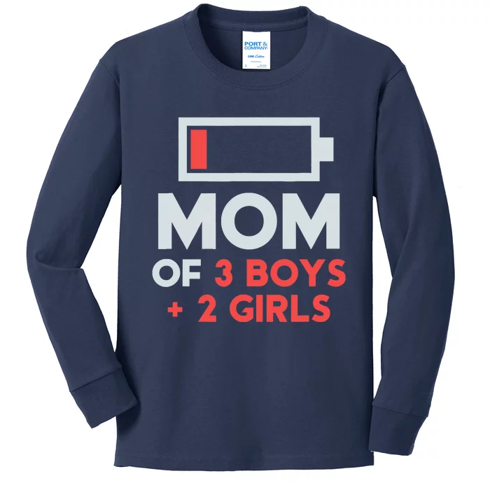 Mom of 3 Boy 2 Girl Mothers Day Gifts from Daughter Kids Long Sleeve Shirt