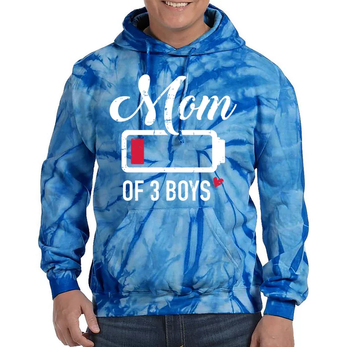 Mom Of 3 Low Battery Great Gift Tie Dye Hoodie