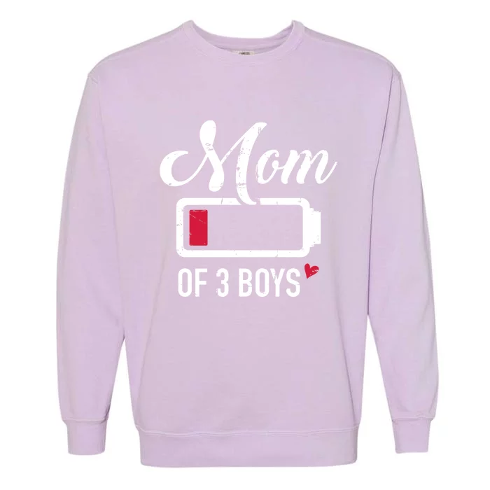 Mom Of 3 Low Battery Great Gift Garment-Dyed Sweatshirt