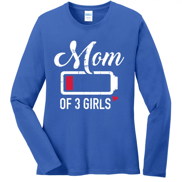 Mom Of 3 Low Battery Great Gift Ladies Long Sleeve Shirt