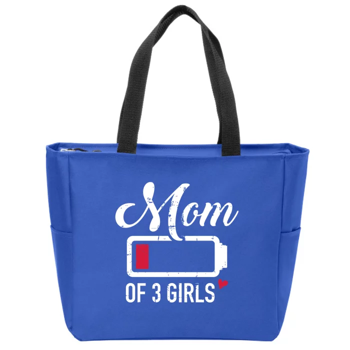 Mom Of 3 Low Battery Great Gift Zip Tote Bag