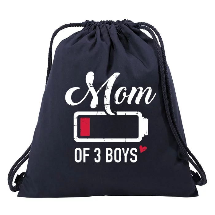 Mom Of 3 Low Battery Gift Drawstring Bag