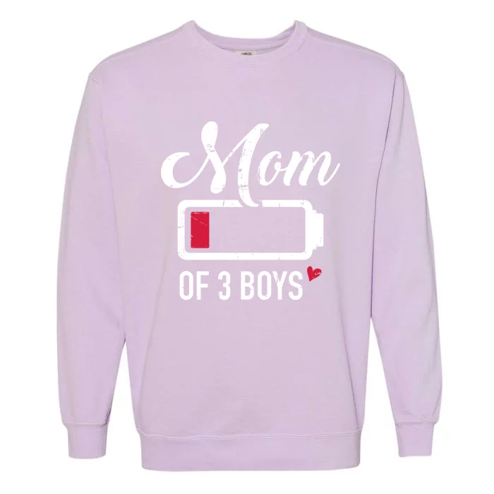 Mom Of 3 Low Battery Gift Garment-Dyed Sweatshirt