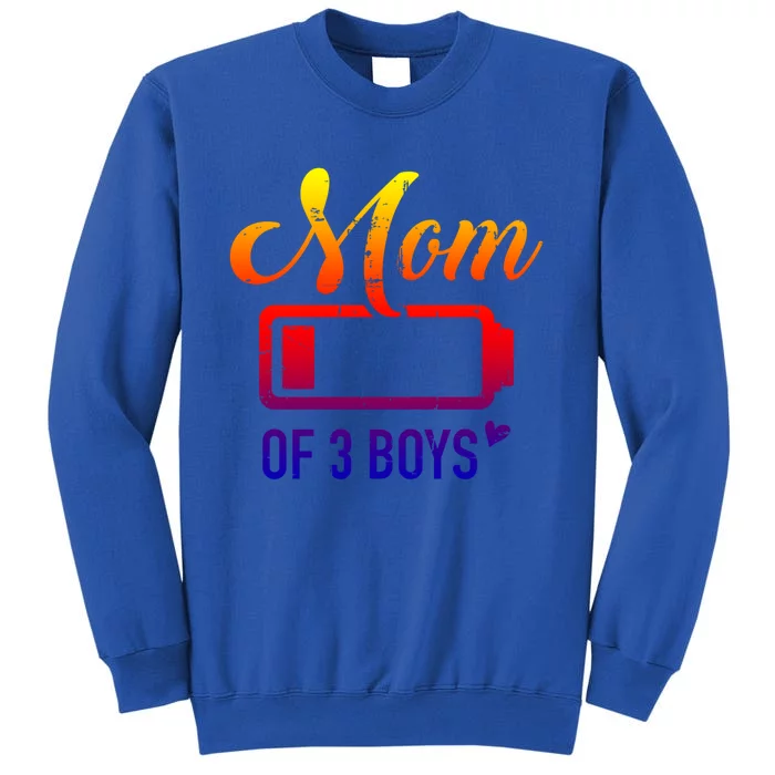 Mom Of 3 Low Battery Gift Tall Sweatshirt