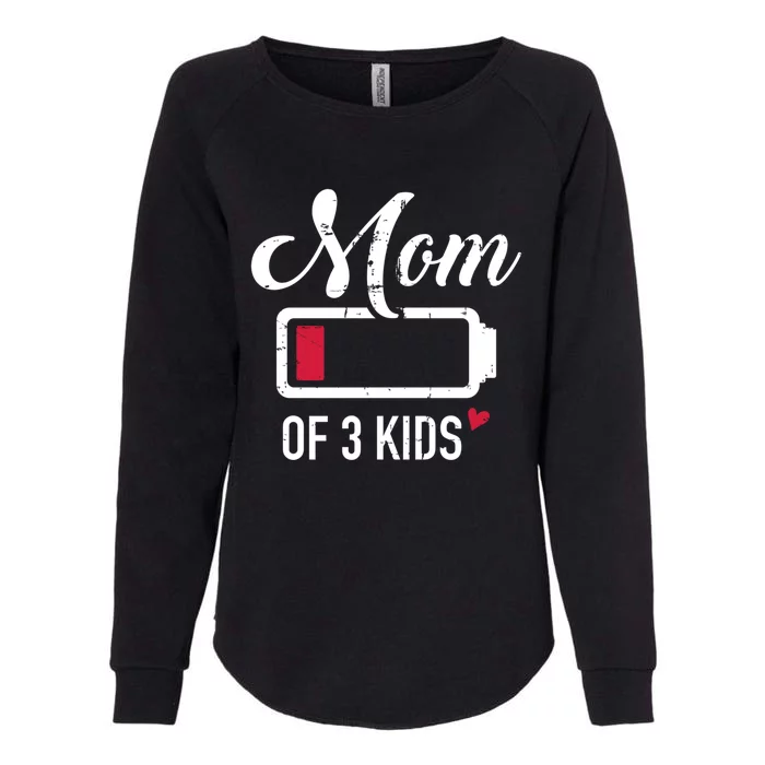 Mom Of 3 Low Battery Gift Womens California Wash Sweatshirt