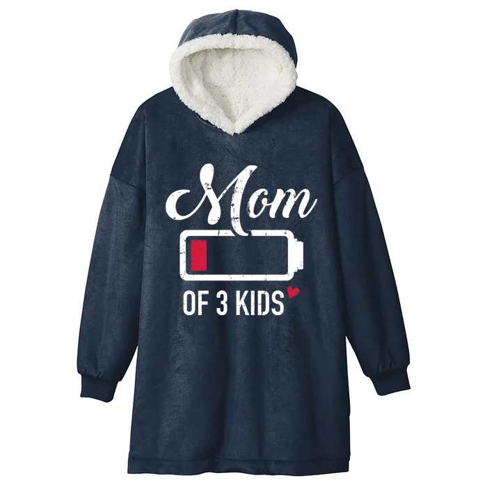 Mom Of 3 Low Battery Gift Hooded Wearable Blanket