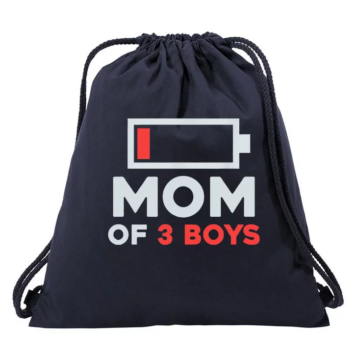 Mom Of 3 Cute Gift From Son Mothers Day Birthday Women Drawstring Bag