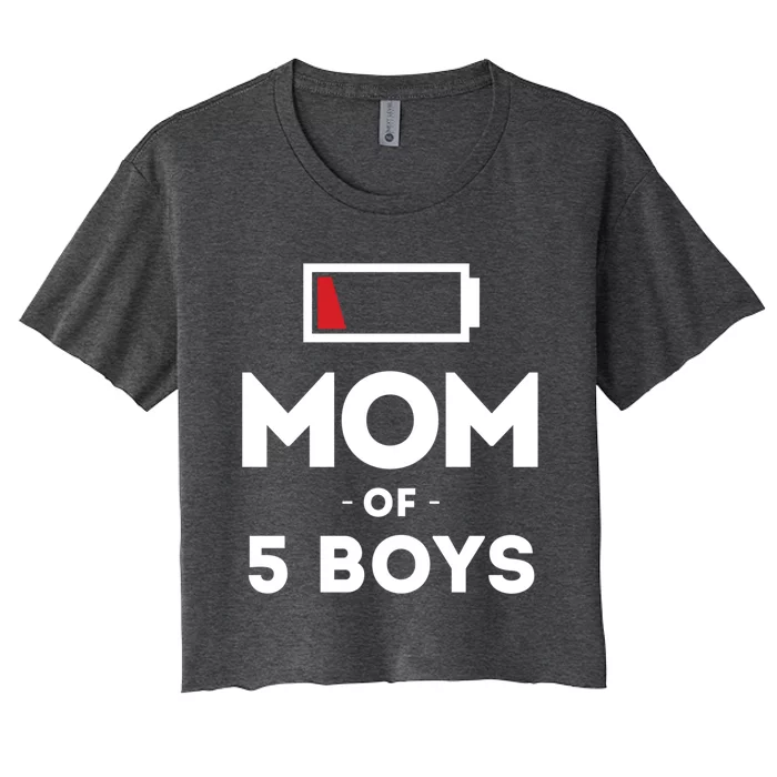 Mom Of 5 Clothing Gift For Mother Wife Mom Funny Gift Women's Crop Top Tee