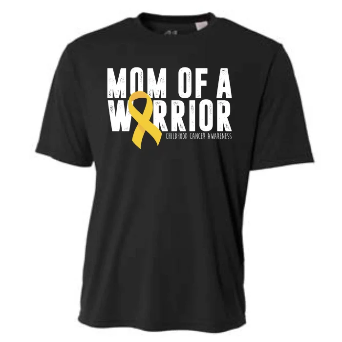 Mom Of A Warrior Childhood Cancer Awareness Cooling Performance Crew T-Shirt