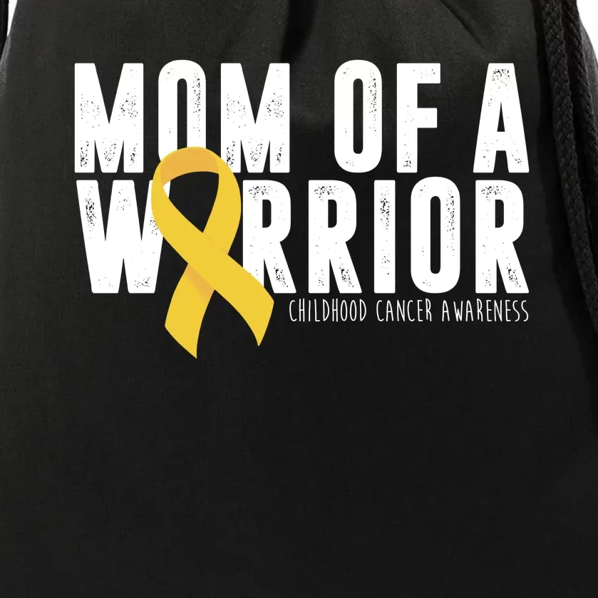 Mom Of A Warrior Childhood Cancer Awareness Drawstring Bag