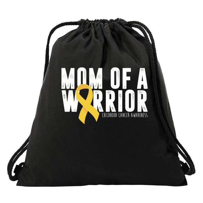 Mom Of A Warrior Childhood Cancer Awareness Drawstring Bag