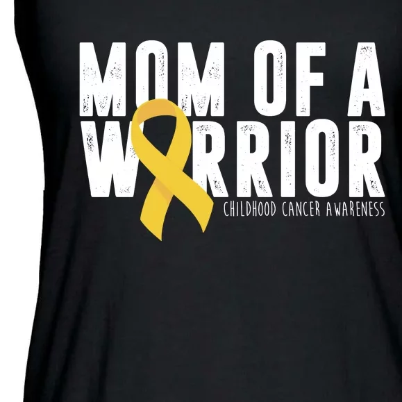 Mom Of A Warrior Childhood Cancer Awareness Ladies Essential Flowy Tank