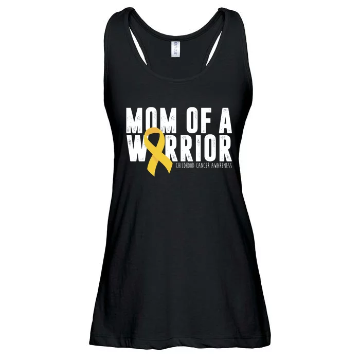 Mom Of A Warrior Childhood Cancer Awareness Ladies Essential Flowy Tank