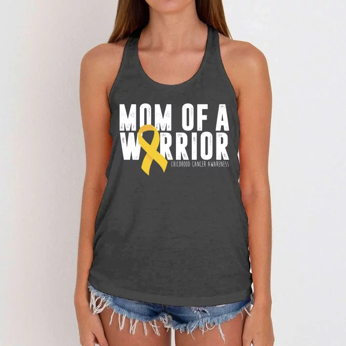 Mom Of A Warrior Childhood Cancer Awareness Women's Knotted Racerback Tank