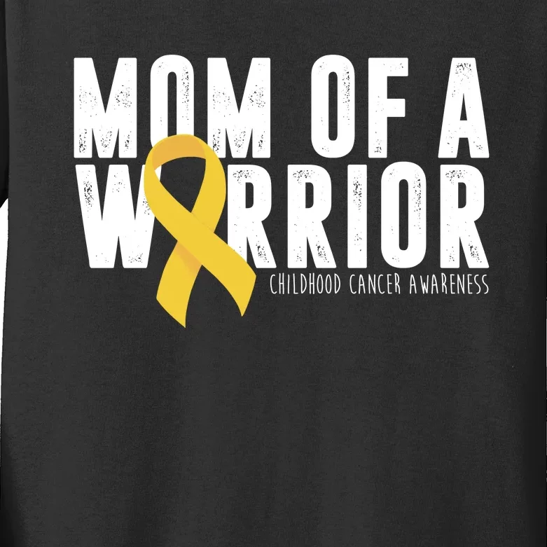 Mom Of A Warrior Childhood Cancer Awareness Kids Long Sleeve Shirt