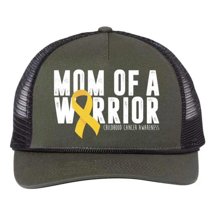 Mom Of A Warrior Childhood Cancer Awareness Retro Rope Trucker Hat Cap