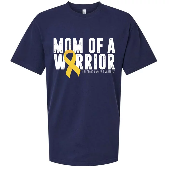 Mom Of A Warrior Childhood Cancer Awareness Sueded Cloud Jersey T-Shirt