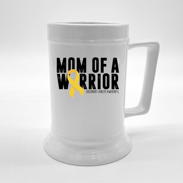 Mom Of A Warrior Childhood Cancer Awareness Front & Back Beer Stein