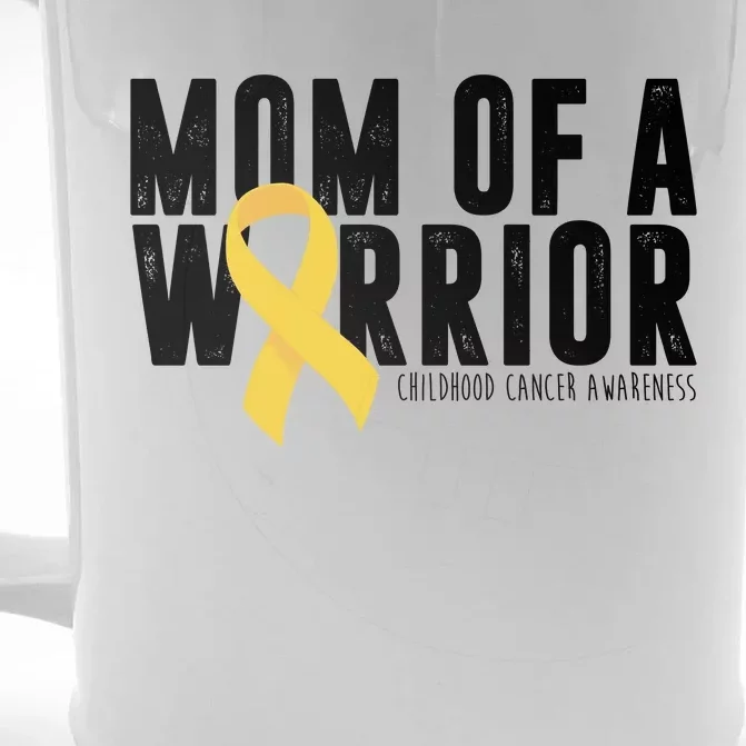 Mom Of A Warrior Childhood Cancer Awareness Front & Back Beer Stein