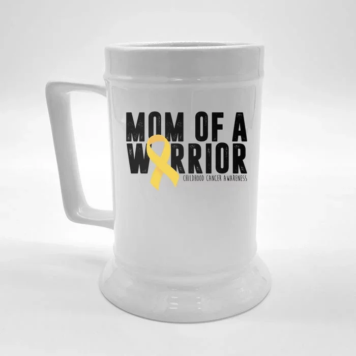 Mom Of A Warrior Childhood Cancer Awareness Front & Back Beer Stein