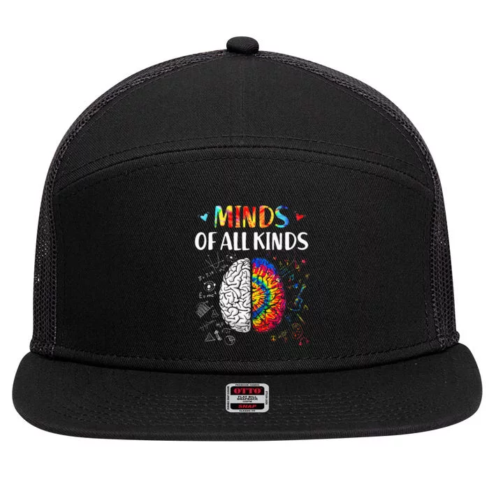 Minds Of All Kinds Neurodiversity Autism Awareness ADHD ASD 7 Panel Mesh Trucker Snapback Hat