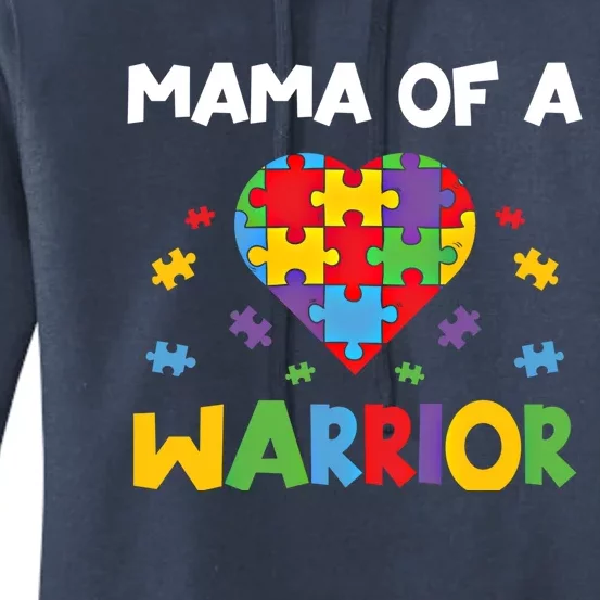 Mama Of A Warrior Family Mom World Autism Awareness Day Cute Gift Women's Pullover Hoodie