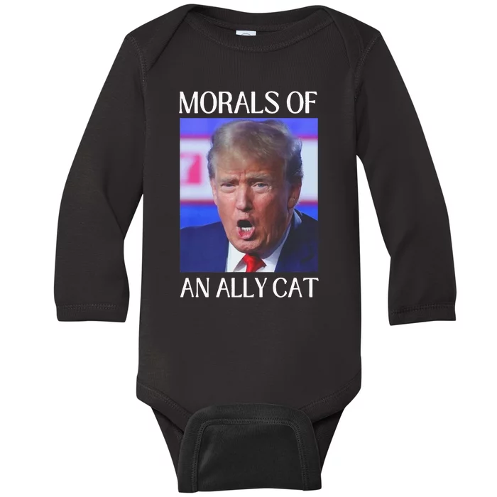 Morals Of An Ally Cat Trump Biden Debate Baby Long Sleeve Bodysuit