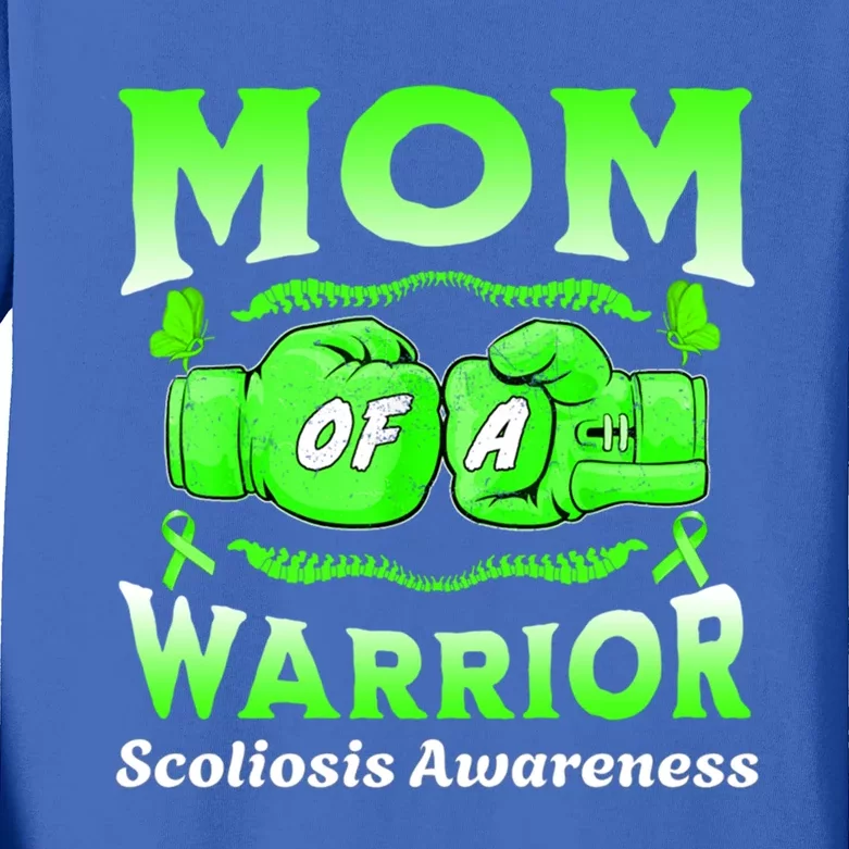 Mom Of A Scoliosis Warrior Scoliosis Awareness Gift Kids Long Sleeve Shirt