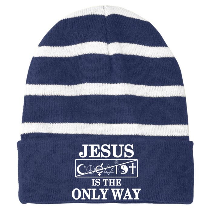 Mall Of America Jesus Saves Jesus Is The Only Way Front & Back Front & Back Striped Beanie with Solid Band