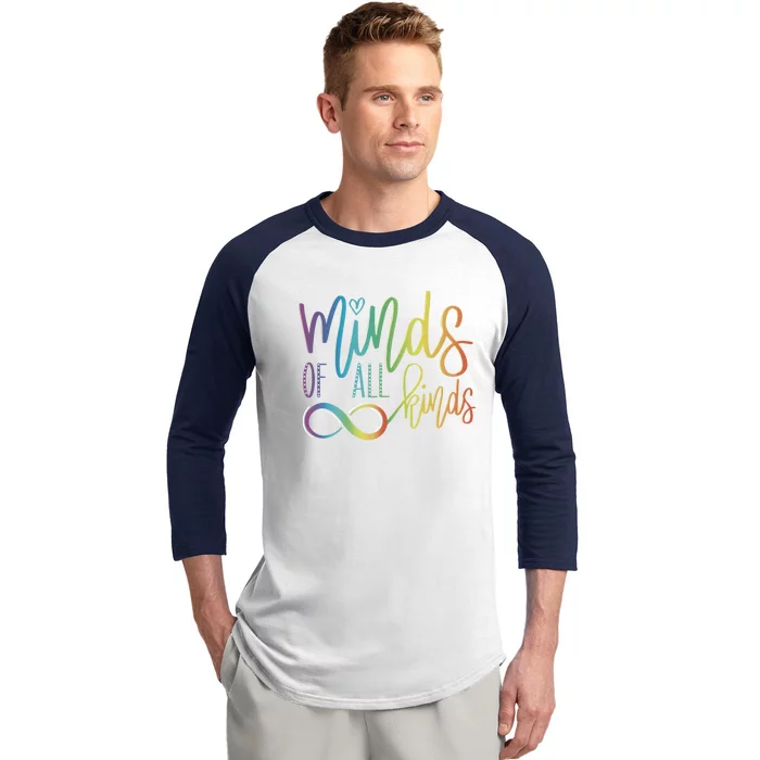 Minds Of All Kinds Neurodiversity Infinity Autism Awareness Gift Baseball Sleeve Shirt