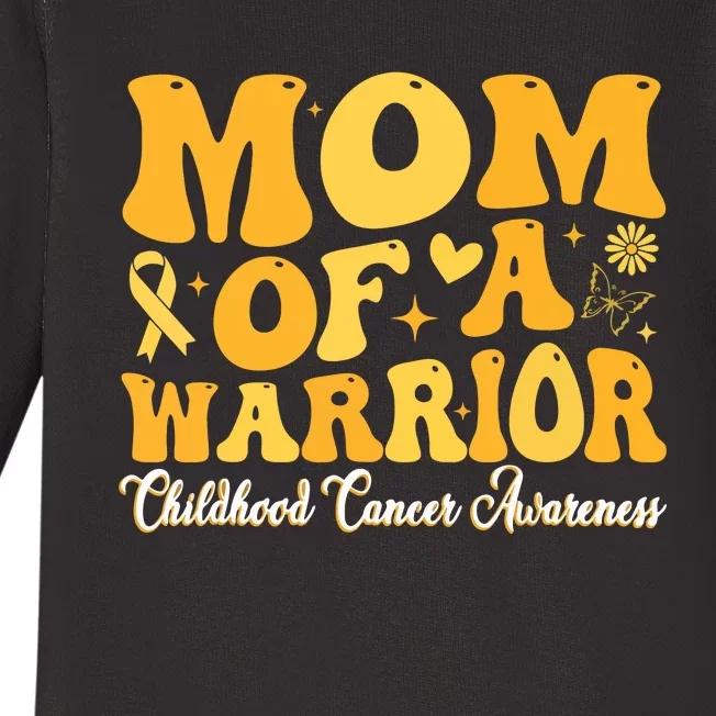 Mom Of A Warrior Childhood Cancer Awareness Women Baby Long Sleeve Bodysuit